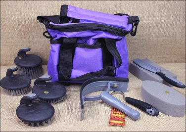 HILASON HORSE STABLE KIDS GROOMING TOTE KIT CARE CLEAN 10 PCS PALM COMFORT TOOLS