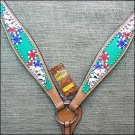 HILASON WESTERN LEATHER HORSE BREAST COLLAR HAND PAINT PLAYING CARDS GREEN