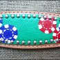 HILASON WESTERN LEATHER HORSE BREAST COLLAR HAND PAINT PLAYING CARDS GREEN