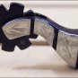 HILASON BLACK STEEL MEN SPURS ENGRAVED GERMAN SILVER TRIM WITH GAMBLER DESIGN