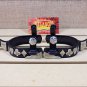 HILASON BLACK STEEL MEN SPURS ENGRAVED GERMAN SILVER TRIM WITH GAMBLER DESIGN