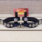 HILASON BLACK STEEL MEN SPURS ENGRAVED GERMAN SILVER TRIM WITH GAMBLER DESIGN