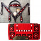 HILASON WESTERN LEATHER HEADSTALL BREAST COLLAR SADDLE PAD BLANKET BROWN RED