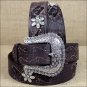 38 inch C20958 JUSTIN BROWN COUNTY DAISY WESTERN LEATHER LADIES BELT RHINESTONE