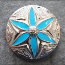 SET OF 4 NICKLE FINISH ROUND CONCHOS TURQUOISE PAINTED INLAY SADDLE TACK BELT