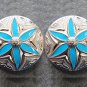 SET OF 4 NICKLE FINISH ROUND CONCHOS TURQUOISE PAINTED INLAY SADDLE TACK BELT