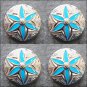 SET OF 4 NICKLE FINISH ROUND CONCHOS TURQUOISE PAINTED INLAY SADDLE TACK BELT