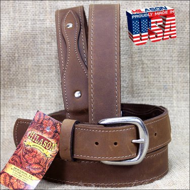 52IN. TAN 1.5in LEATHER RANGER BELT CLASSIC 3 PIECE STYLING MADE IN USA