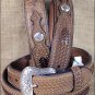 WESTERN NOCONA CONCHOS LEATHER MENS BELT OSTRICH TAN OVERLAY 32-46 INCHES
