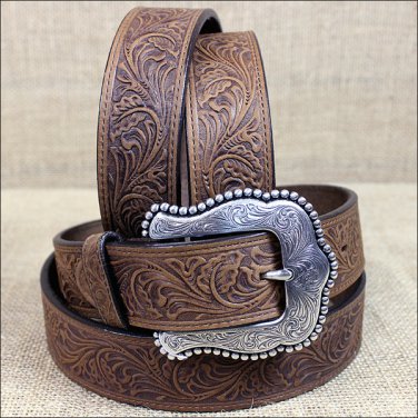 32 inch TONY LAMA BROWN LAYLA WESTERN LEATHER LADIES BELT WESTERN COWGIRL SHOW