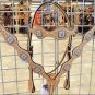HILASON WESTERN LEATHER HORSE HEADSTALL BREAST COLLAR W/ BREAST CANCER CONCHO S0