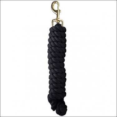SHOWMAN BLACK BRAIDED COTTON 10 Feet HORSE LEAD ROPE WITH BRASS SNAP