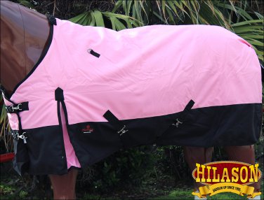 76" HILASON 1200D WINTER WATERPROOF POLY TURNOUT HORSE BLANKET PINK BLACK