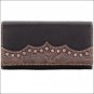 AMERICAN WEST BANDANA JACKSON HOLE LADIES FLAP WALLET PURSE HAND BAG BLACK BROWN