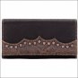 AMERICAN WEST BANDANA JACKSON HOLE LADIES FLAP WALLET PURSE HAND BAG BLACK BROWN