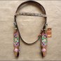 WESTERN LEATHER HORSE BRIDLE HEADSTALL BREAST COLLAR HAND PAINT FLORAL FRINGES