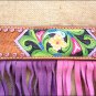 WESTERN LEATHER HORSE BRIDLE HEADSTALL BREAST COLLAR HAND PAINT FLORAL FRINGES