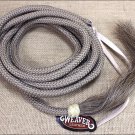 TAN 23ft WEAVER NYLON MECATE REIN w/ HORSE HAIR TASSEL and LEATHER POPPER