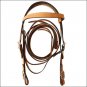 HILASON WESTERN LEATHER DRAFT HORSE BRIDLE HEADSTALL W/ REINS TAN