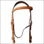 HILASON WESTERN LEATHER DRAFT HORSE BRIDLE HEADSTALL W/ REINS TAN