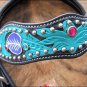 WESTERN LEATHER HAND TOOLED HAND PAINTED HORSE BRIDLE HEADSTALL BREAST COLLAR