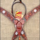HILASON WESTERN LEATHER HORSE BRIDLE HEADSTALL BREAST COLLAR RHINESTONES INLAY