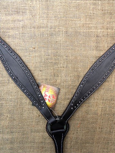 S464 HILASON WESTERN LEATHER HORSE BREAST COLLAR - BLACK