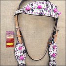HILASON WESTERN LEATHER HORSE HEADSTALL BRIDLE COWHIDE PURPLE STONE