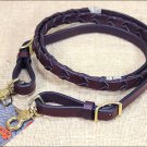 3/4" X 7' CIRCLE Y LATIGO LACED CONTEST REINS RAWHIDE BUTTONS BRASS CHESTNUT