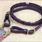 3/4" X 7' CIRCLE Y LATIGO LACED CONTEST REINS RAWHIDE BUTTONS BRASS CHESTNUT