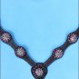 HILASON WESTERN LEATHER HORSE BREAST COLLAR BLACK W/ BERRY CONCHO