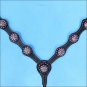 HILASON WESTERN LEATHER HORSE BREAST COLLAR BLACK W/ BERRY CONCHO