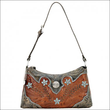 AW568 AMERICAN WEST ANTIQUE BROWN LEATHER LADIES SHOULDER HANDBAG PURSE