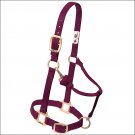 BURGUNDY WEAVER ORIGINAL ADJUSTABLE CHIN THROAT SNAP HALTER 3/4" WEANLING PONY