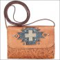 AMERICAN WEST LEATHER GAMEDAY SMALL LADIES CROSSBODY BAG CROSS SIGN HARVEST TAN