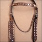 HILASON WESTERN LEATHER BRIDLE HEADSTALL ANTIQUE BROWN W/ FRINGES