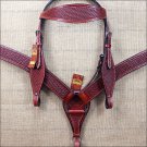 HILASON WESTERN HAND TOOL LEATHER HORSE HEADSTALL BRIDLE BREAST COLLAR MAHOGANY