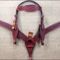 HILASON WESTERN HAND TOOL LEATHER HORSE HEADSTALL BRIDLE BREAST COLLAR MAHOGANY
