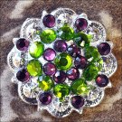 SET OF 4 PERIDOT AMETHYST CRYSTAL 1-1/4in BERRY CONCHO RHINESTONE TACK SADDLE