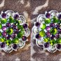 SET OF 4 PERIDOT AMETHYST CRYSTAL 1-1/4in BERRY CONCHO RHINESTONE TACK SADDLE