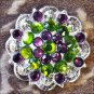 SET OF 4 PERIDOT AMETHYST CRYSTAL 1-1/4in BERRY CONCHO RHINESTONE TACK SADDLE