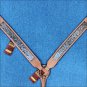 HILASON WESTERN LEATHER HORSE BREAST COLLAR TAN W/ SILVER INLAY