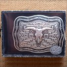 M&F WESTERN CRUMRINE STEER SKULL BARB WIRE BELT BUCKLE