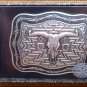 M&F WESTERN CRUMRINE STEER SKULL BARB WIRE BELT BUCKLE