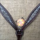 HILASON WESTERN LEATHER HORSE BREAST COLLAR BROWN W/ SILVER INLAY