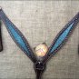 HILASON WESTERN LEATHER HORSE BREAST COLLAR BROWN W/ TURQUOISE INLAY
