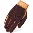 05 SIZE HERITAGE CROCHET LEATHER HORSE RIDING EQUESTRIAN GLOVE BROWN/TAN
