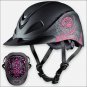 MED TROXEL REBEL PINK LOW PROFILE WESTERN RIDING HELMET ROSE & ZEBRA HEADLINER