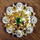 SET OF 2 GOLD CRYSTAL 1-1/4in BERRY CONCHO RHINESTONE HEADSTALL SADDLE COWGIRL