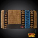 FE338-F HILASON WESTERN NEW ZEALAND WOOL SADDLE BLANKET BROWN TERQUOISE